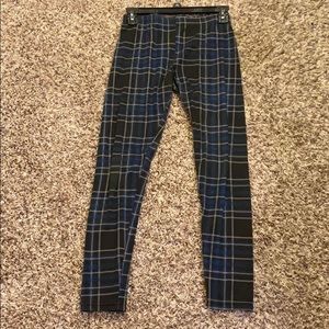 Blue plaid leggings